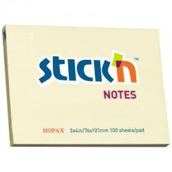 Бумага для заметок Stickn Eco, 76x101 мм, 70 г/м2, 100 листов, пастель желтый