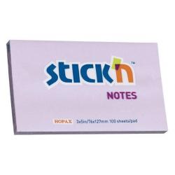 Блок самоклеящийся Stick`n, цвет пастель сиреневый, 76x127 мм, 100 листов, арт. 21405