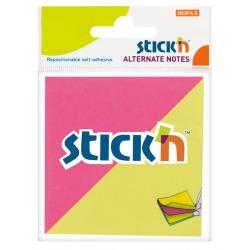 Блок самоклеящийся Stick`n, 2 неоновых цвета, 76x76 мм, 100 листов, арт. 21299