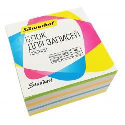 Блок для записей бумажный Silwerhof. Стандарт, 5 цветов, 90х90х45 мм, арт. 701029
