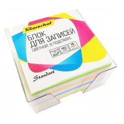 Блок для записей бумажный в подставке Silwerhof. Стандарт, 5 цветов, 90х90х45 мм, арт. 701031