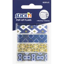 Закладки самоклеящиеся пластиковые Pop-Up (20 листов, 42х15 мм, 4 цвета, синие узоры) (26084)