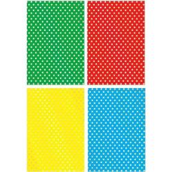 Цветной картон поделочный с тиснением, А4, 4 листа, 4 цвета, Кружочки