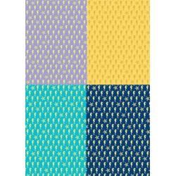Картон цветной поделочный Морская тема, с тиснением, А4, 4 листа