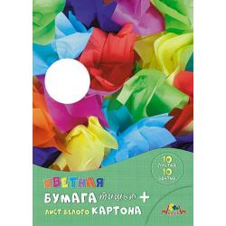 Цветная бумага тишью Цветное ассорти, А4, 10 листов, 10 цветов