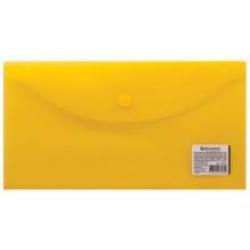 Папка-конверт с кнопкой Brauberg, для билетов, цвет желтый
