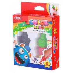 Восковые мелки Deli Color Kids, пальчиковые, 6 цветов, арт. EC2EC20790 403