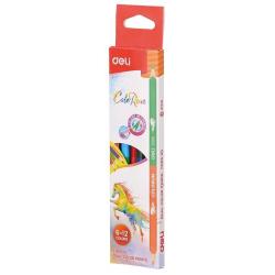 Карандаши цветные Deli ColoRun, 2-х сторонние, 12 цветов, 6 штук, арт. EC00500