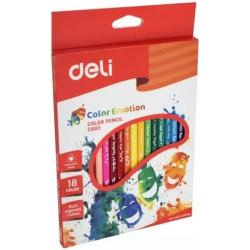 Карандаши цветные Deli Color Emotion, липа, 18 цветов, арт. EC00210
