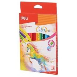 Карандаши цветные Deli ColoRun, тополь, трехгранные, 18 цветов, арт. EC00310