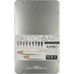 Набор чернографитовых карандашей Sketch&Art Jumbo, 9 штук, HB-14B
