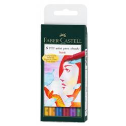 Ручки капиллярные Pitt Artist Pen, 6 штук, набор типов, основные цвета