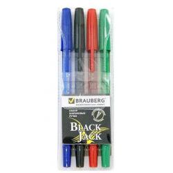 Ручки шариковые, набор 4 штуки (синий, черный, красный, зеленый) (141290)