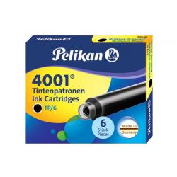 Картридж Pelikan INK 4001 TP/6 (301218) Brilliant Black, чернила для ручек перьевых, 6 штук