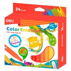 Фломастеры Deli Color Emotion, вентилируемые, смываемые, 24 цвета, арт. EC10820
