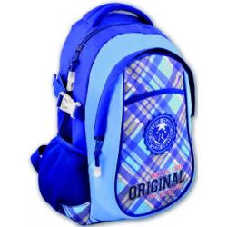 Рюкзак школьный Шотландка сине-голубая, 43x30x19 см