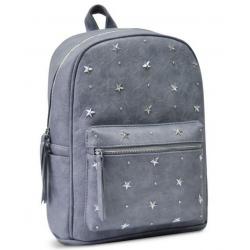 Рюкзак Серый с заклепками звездами, 35x26x16 см