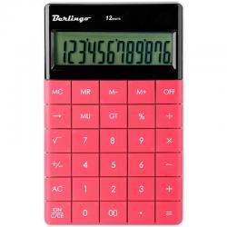 Калькулятор настольный, 12 разрядов, двойное питание, 160x100 мм, тёмно-розовый