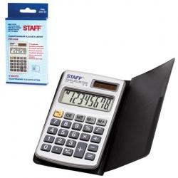 Калькулятор карманный металлический Staff STF-1008, 8 разрядов, двойное питание, 103х62 мм
