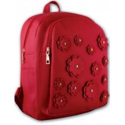 Рюкзак молодежный Цветы, красный, 35x26x16 см