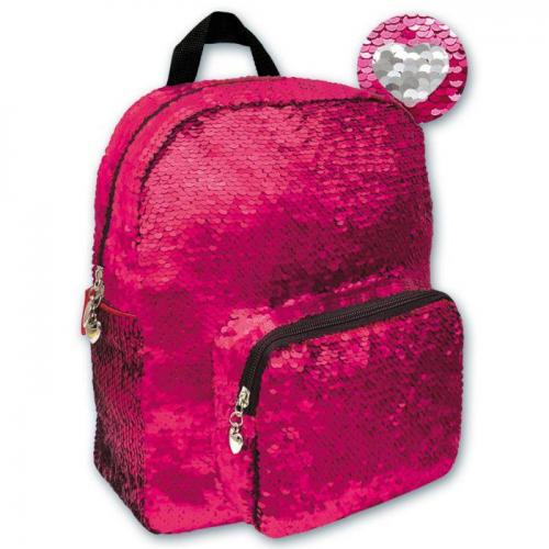Рюкзак, 30x25x8 см, розовый/серебряный