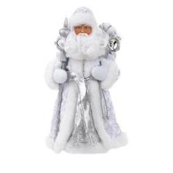 Фигурка новогодняя Дед Мороз в серебряном костюме, 15,5x8,5x30,5 см