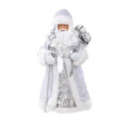 Фигурка новогодняя Дед Мороз в серебряном костюме, 20,5x12,5x41 см