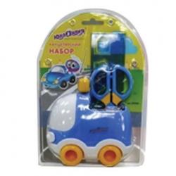 Канцелярский детский набор Автомобиль, 4 предмета, цвет синий