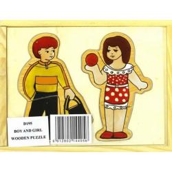 Развивающая деревянная игра Мальчик и девочка в коробке (D195)