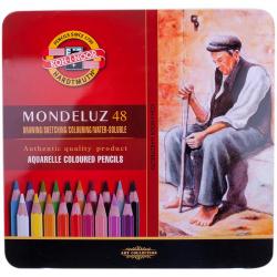 Карандаши акварельные Mondeluz, 48 цветов, заточенные, металлический пенал
