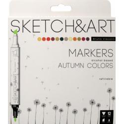 Набор скетч маркеров Sketch&Art. Осенний пейзаж, двусторонние, 12 цветов