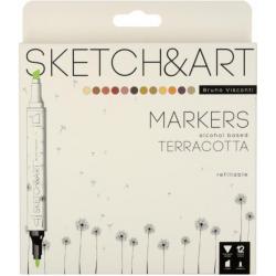 Набор скетч маркеров Sketch&Art. Терракота, двусторонние, 12 цветов