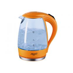 Чайник электрический, стеклянный Atlanta ATH-2461, 1,7 л, 1850-2200 Вт, оранжевый