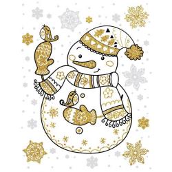 Новогоднее оконное украшение Снеговик, 30x38 см
