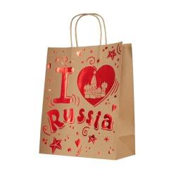 Пакет бумажный Люблю Россию, 26х32,4х12,7 см