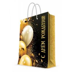 Пакет бумажный Золотые шары, 26x32,4x12,7 см