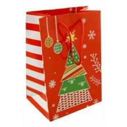 Пакет бумажный подарочный Красный с елкой (А5) (УП5-1009)