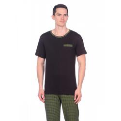 Пижама мужская (футболка/брюки, цвет коричневый, размер 48)