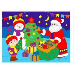 Холст с красками Дед Мороз дарит подарки, 30х40 см
