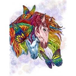 Холст с красками Рисование по номерам. Лошади и бабочки, 30x40 см