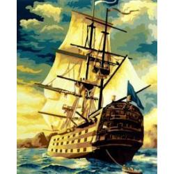 Картина по номерам на холсте «Корабль в океане»