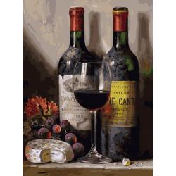 Живопись на холсте Вино, сыр и виноград