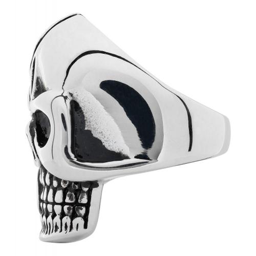 Кольцо в форме черепа Zippo, серебристое, нержавеющая сталь, 2,3x3,3x0,5 см, диаметр 19,7 мм