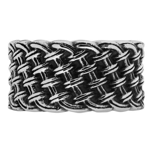 Кольцо с плетёным орнаментом Zippo, серебристое, нержавеющая сталь, 1,2x0,2 см, диаметр 19,1 мм