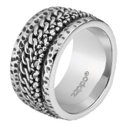 Кольцо с цепочным орнаментом Zippo, серебристое, нержавеющая сталь, 1,2x0,25 см, диаметр 19,1 мм