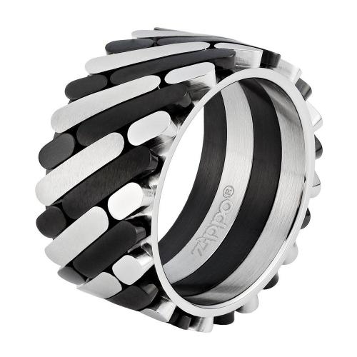 Кольцо Zippo, серебристо-чёрное, нержавеющая сталь, 1,2x0,25 см, диаметр 21 мм