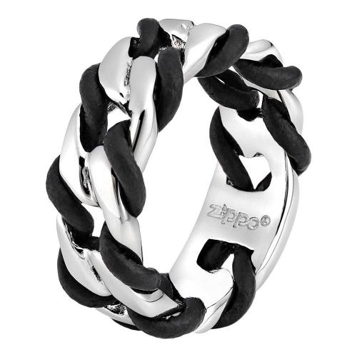 Кольцо Zippo, серебристо-чёрное, нержавеющая сталь, диаметр 22,3 мм