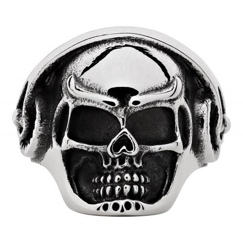 Кольцо Zippo, серебристое, в форме черепа, нержавеющая сталь, диаметр 20,4 мм