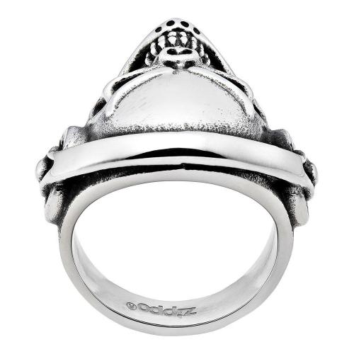 Кольцо Zippo, серебристое, в форме черепа, нержавеющая сталь, диаметр 21,7 мм