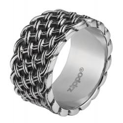 Кольцо Zippo, серебристое, с плетёным орнаментом, нержавеющая сталь, диаметр 21,7 мм